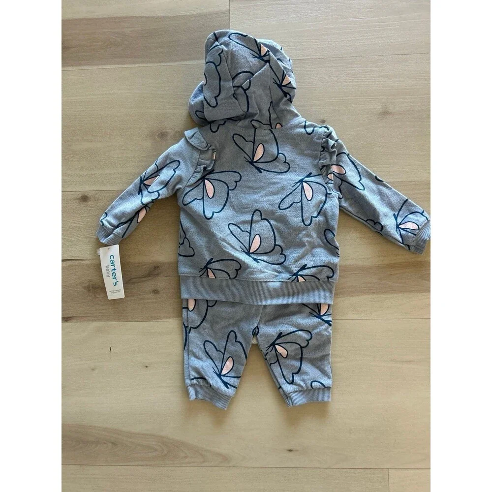 Carter's Baby Girls Butterfly Hoodie and Pants Set